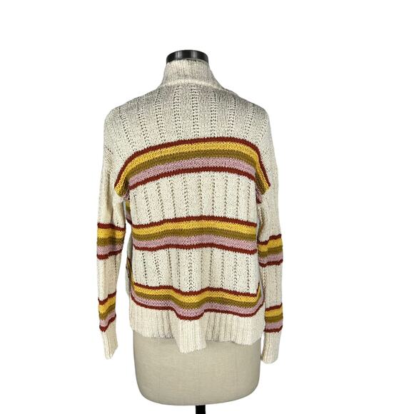 MADEWELL Diaz Striped Retro Open Cardigan Sweater XXS Oversized Cream Pink - Picture 3 of 7